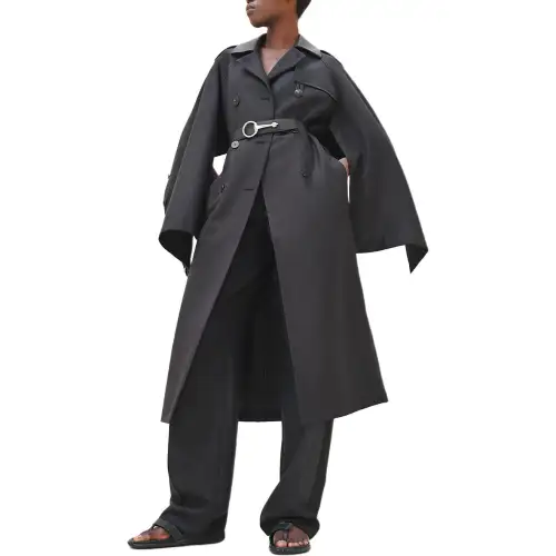 HERMES SS24 Trench Coat Women's Black Blue