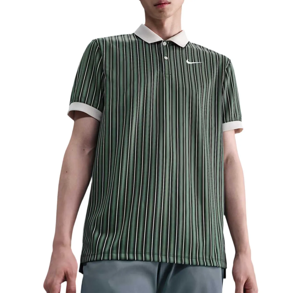 Nike Victory+ Polo Shirts Men's Clay Green/Light Woody Brown/White Lapel Moderate