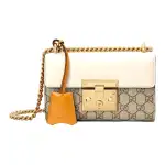 GUCCI Padlock Canvas With Leather Box Bag, Shoulder Bag, Crossbody Bag Small Women's Ebony & White