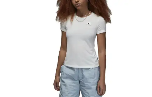 Jordan T Shirts Women's White Crew Neck Moderate Straight Fit