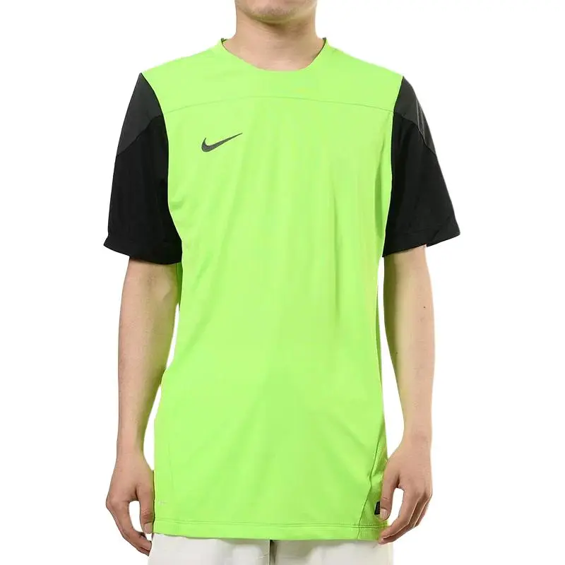 Nike T-Shirts Men's Neon Green Crew Neck Moderate Straight Fit