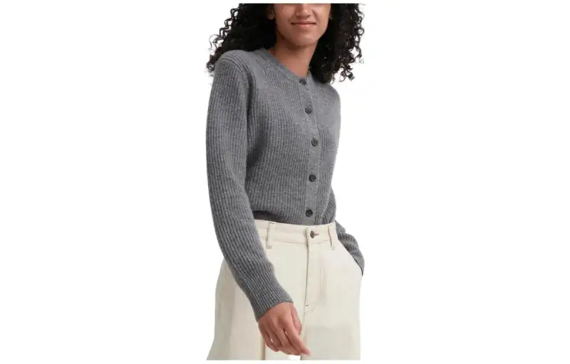 UNIQLO Knitwear Women's Lead Gray Crew Neck Moderate Cardigan