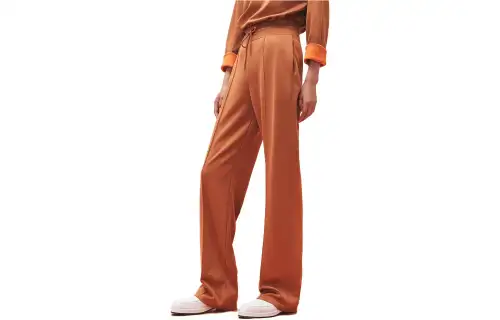HERMES Casual Pants Women's Orange Moderate Straight Fit Pants