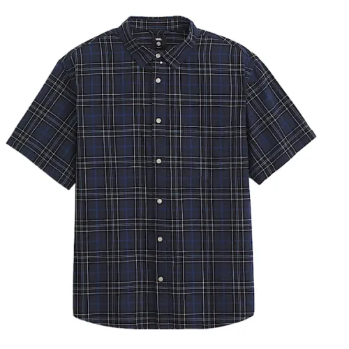 Vans Shirts Men's Paris Night Blue Black Lapel Moderate Shirt