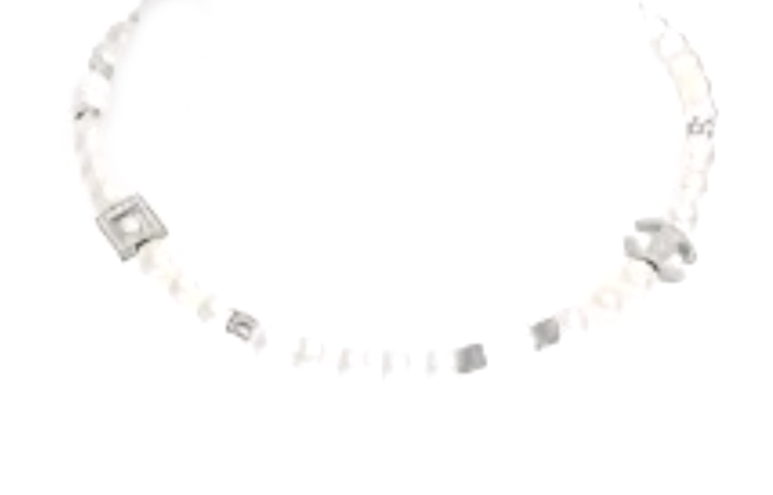 CHANEL Double C Pearl Necklaces Women's Silver