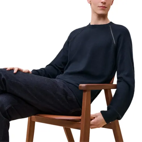 HERMES Cashmere Sweater Men's Marine Blue