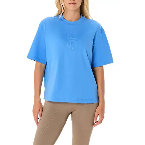 Asics Drop Shoulder Sleeve T Shirt Women's Blue Coast