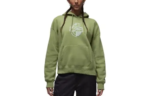 Jordan Brooklyn Sweatshirts Women's Oil Green Crew Neck Moderate Regular