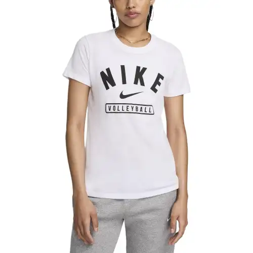 Nike T Shirts Women's White Crew Neck Moderate Straight Fit