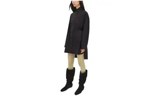 HERMES Shirts Women's Black Stand Collar Moderate Other