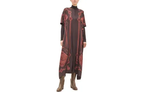 HERMES Short Sleeved Dress Women's Brown