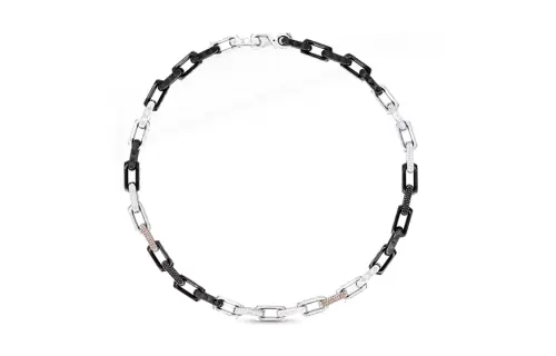 LOUIS VUITTON MONOGRAM CHAIN Crystal Necklaces Men's Silver