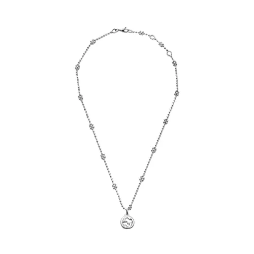 GUCCI Interlocking 925 Sterling Silver Necklaces Unisex Silver