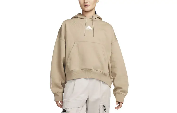 Nike Sweatshirts Women's Khaki Hooded Moderate Regular