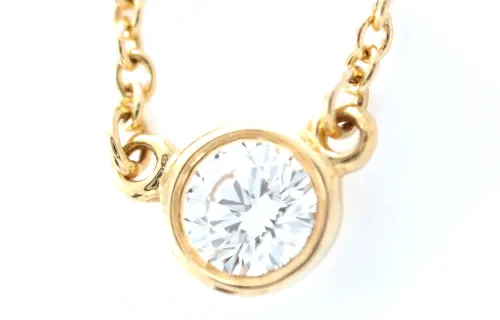 TIFFANY & CO. Tiffany, stone inlay, diamond golden necklace, with gem, 750 sample gold