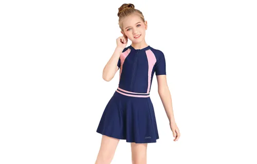 CAMEL Children's swimwear, bodysuit, mini-skirt, set, trousers, with short sleeve