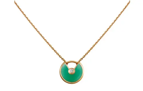 CARTIER Amulette De Cartier Collection 18K Gold With Diamond And Green Chalcedony Necklaces Unisex Gold