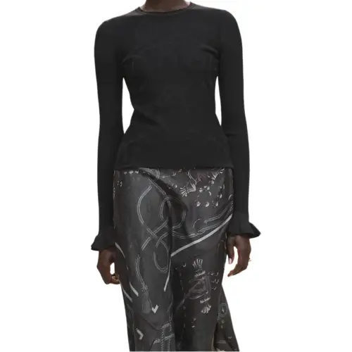 HERMES Sweaters Women's Black Crew Neck Thin Other