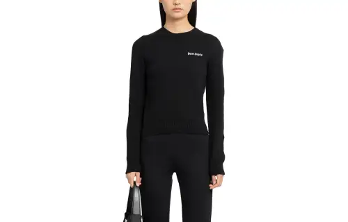 Palm Angels logo-embroidered ribbed-knit jumper