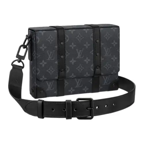 LOUIS VUITTON Trunk Coated Canvas With Leather Trim Messenger Bag, Shoulder Bag, Crossbody Bag Men's Black