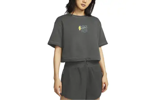 Nike T Shirts Women's Gray Crew Neck Moderate