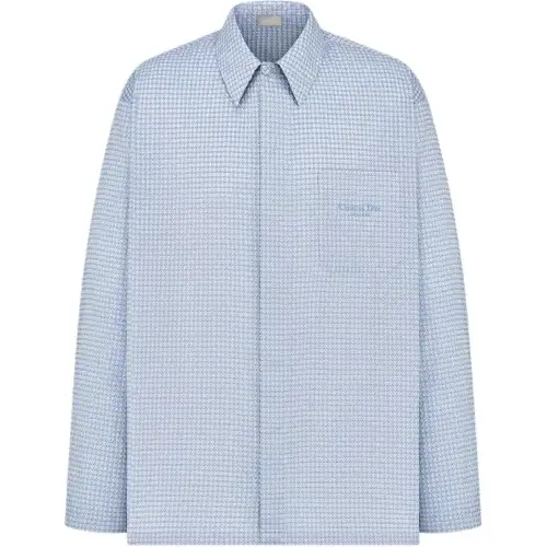 DIOR Shirts Men's Blue Pointed Collar Moderate