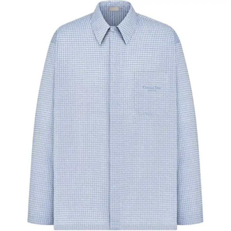 DIOR Shirts Men's Blue Pointed Collar Moderate