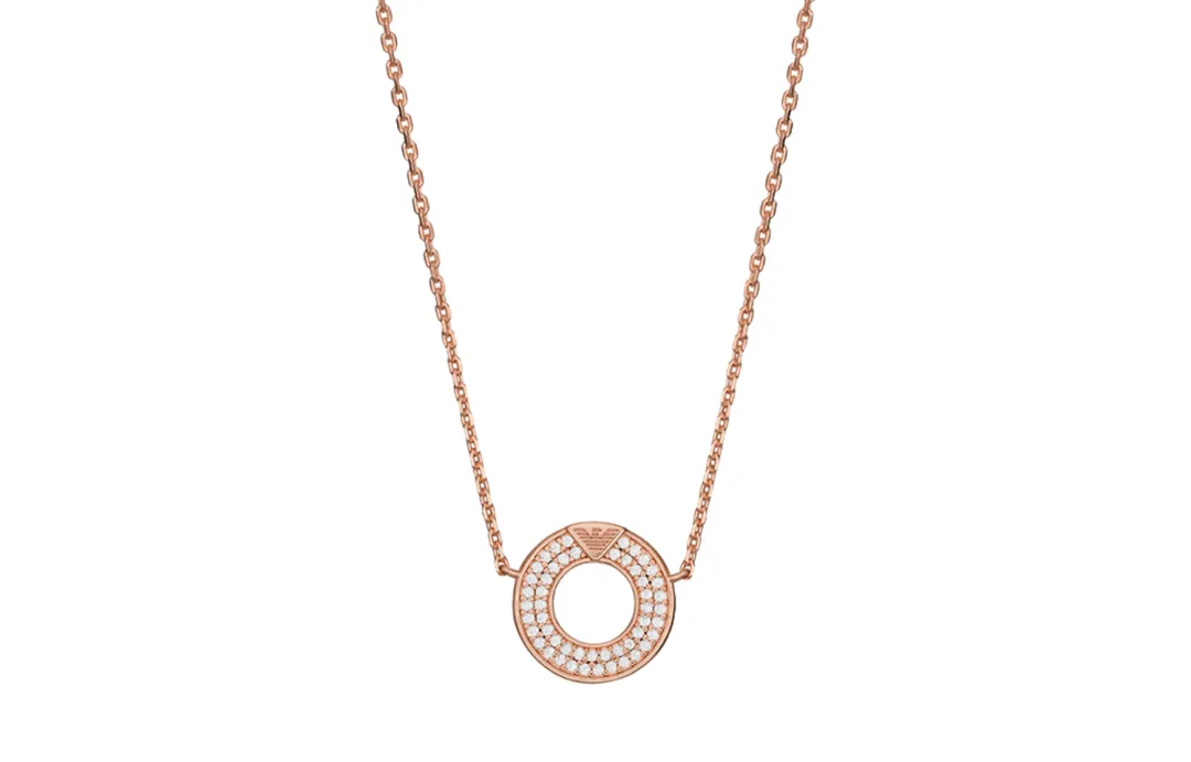 EMPORIO ARMANI Rose Gold Tone Sterling Silver Pendant Necklace