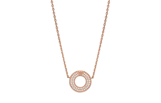 EMPORIO ARMANI Rose Gold Tone Sterling Silver Pendant Necklace