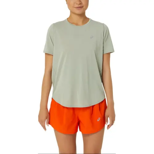 ASICS ROAD T Shirts Women's Gray Crew Neck Moderate Straight Fit