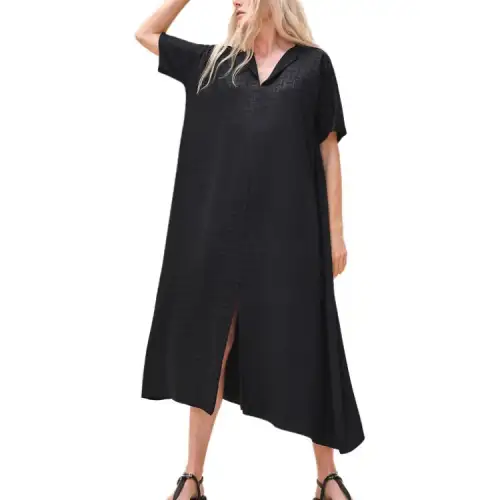 HERMES Short Sleeved Dress Women's Black