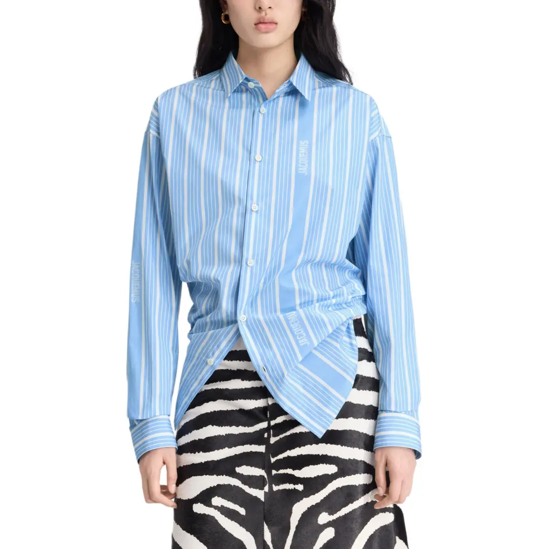 Jacquemus FW24 Striped Jacquard Shirt Women's Jacquard Blue White/Jacquard Blue White
