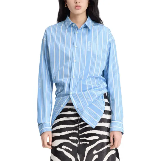 Jacquemus FW24 Striped Jacquard Shirt Women's Jacquard Blue White/Jacquard Blue White