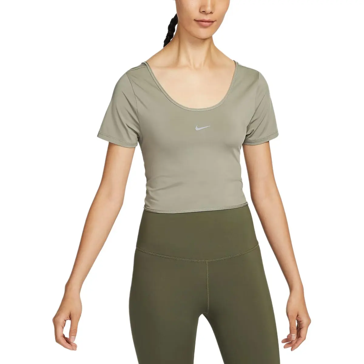 Nike Dri Fit One T Shirt Women's Light Army Green/Black