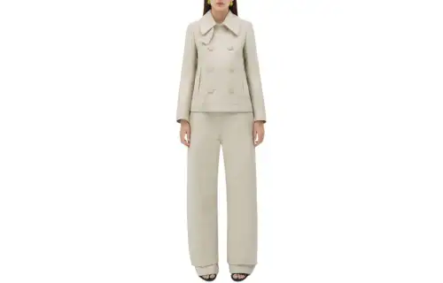 Bottega Veneta Cotton Gabardine Caban Jackets & Coats Women's Ecru