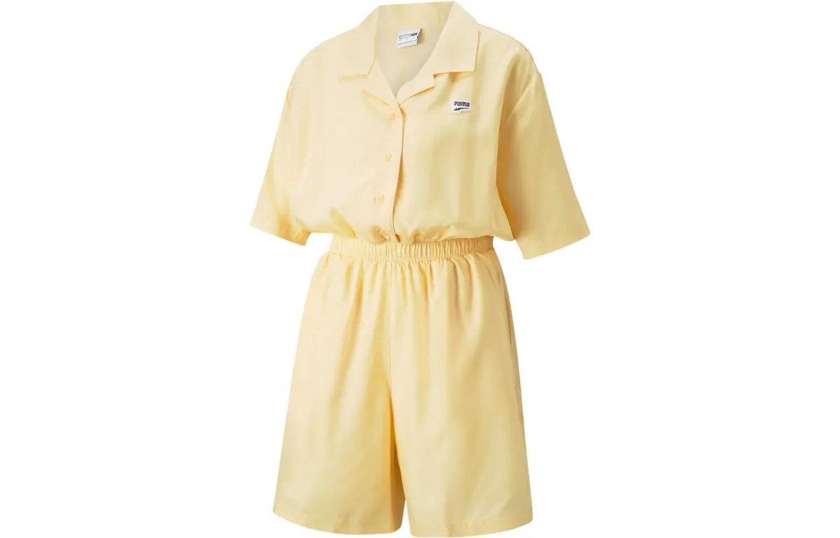 PUMA Bodysuits Women's Light Straw Yellow Polo Collar
