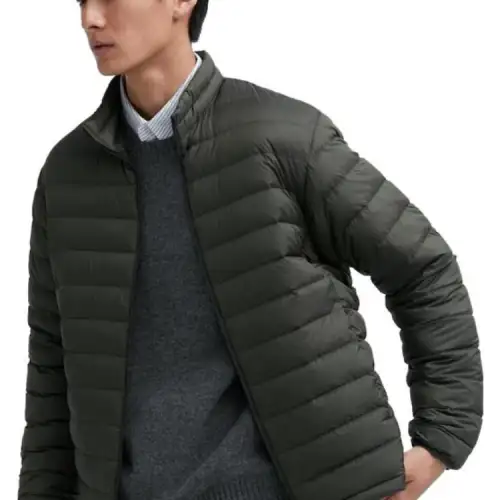 UNIQLO Down Jackets Men's Olive Stand Collar Moderate Other