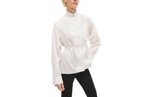HERMES Shirts Women's White Stand Collar Moderate Other
