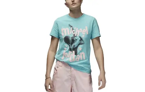 Jordan Air Drop Shoulder Sleeve T Shirt Women's Lake Blue