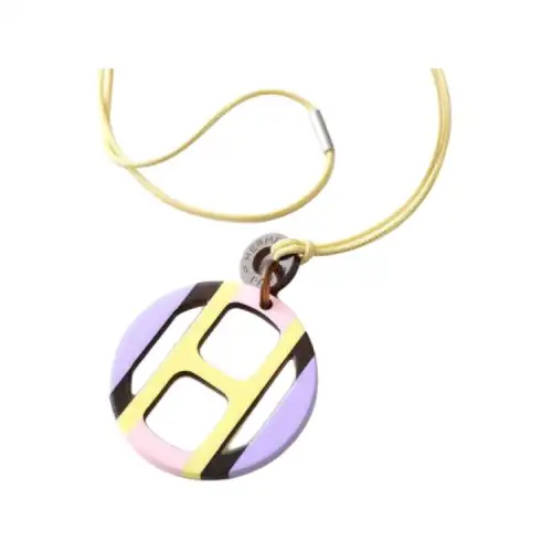 HERMES H Equipe Leather Necklaces Women's Yellow