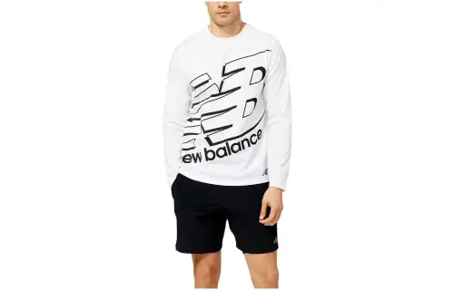 New Balance T Shirts Men's White Crew Neck Moderate Straight Fit