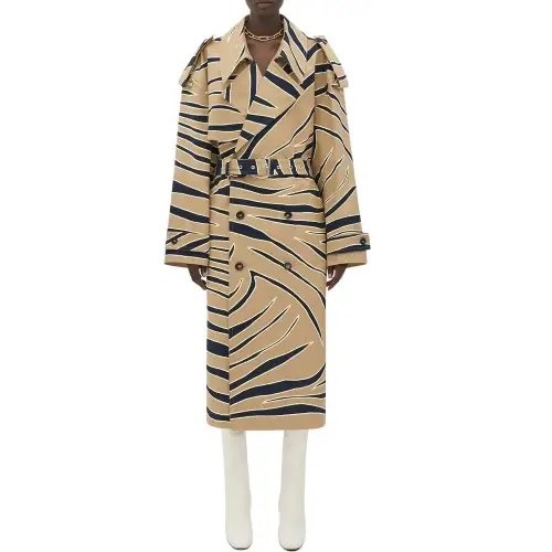 Bottega Veneta Trench Coats Women's Khaki Lapel Moderate
