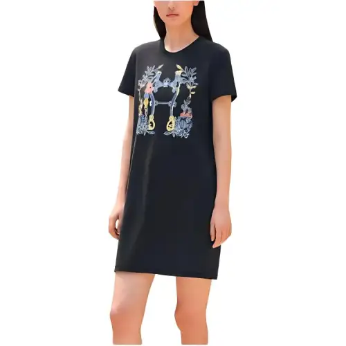 HERMES Short Sleeved Dress Women's Black