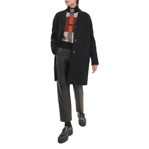HERMES Velvet feel Coat Women's Black