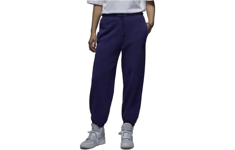 Jordan Flight Solid Color Lace Up Casual Fleece Lined Elastic Cuff Knitted Sweatpants Women's Purple