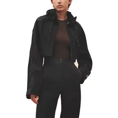 HERMES SS23 Cropped Coat Women's Black