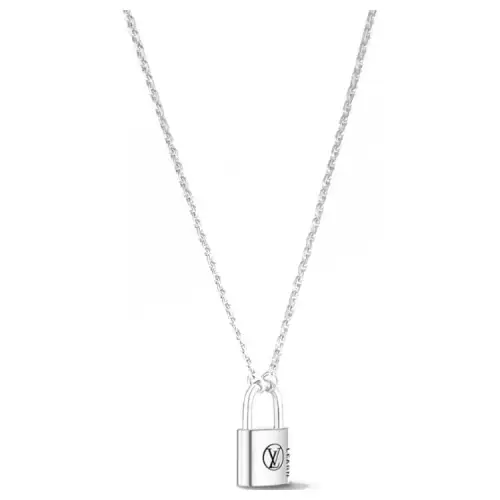 LOUIS VUITTON Silver Lockit Pendant Sterling Silver Black Laquered
