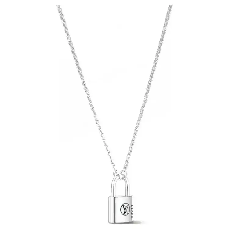 LOUIS VUITTON Silver Lockit Pendant Sterling Silver Black Laquered