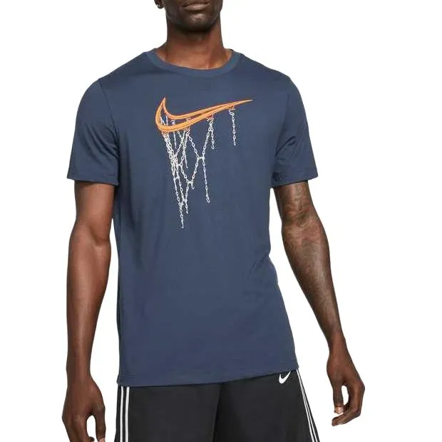 Nike T-Shirts Men's Obsidian Color Crew Neck Moderate Straight Fit