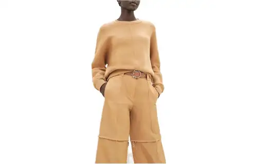 HERMES Sweaters Women's Khaki Crew Neck Moderate Other